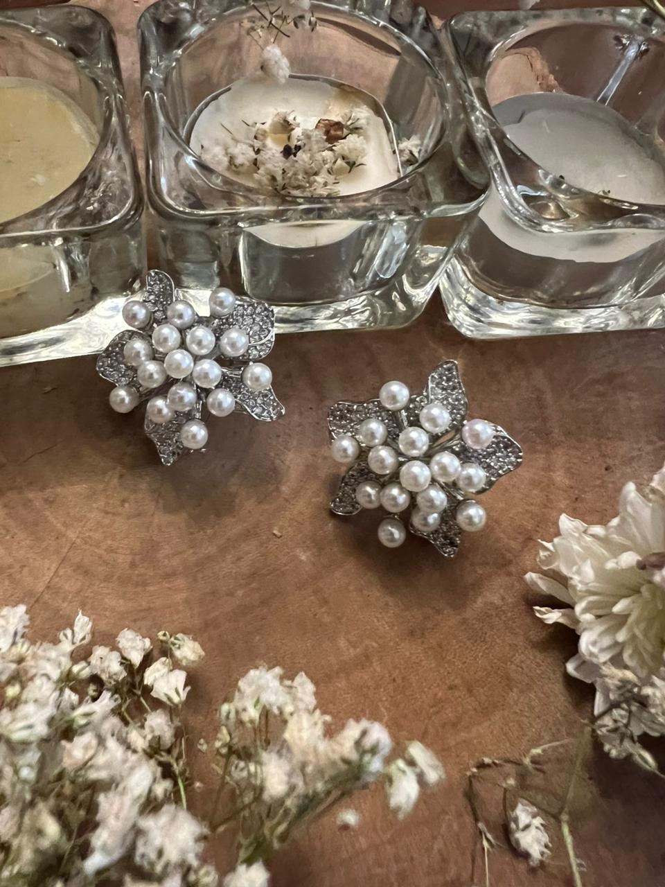 Silver Flower Studs
