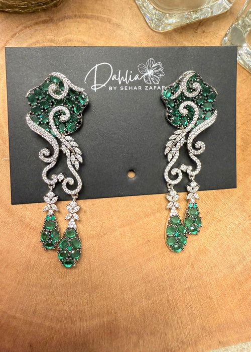 Emerald Green Statement Drop Earrings