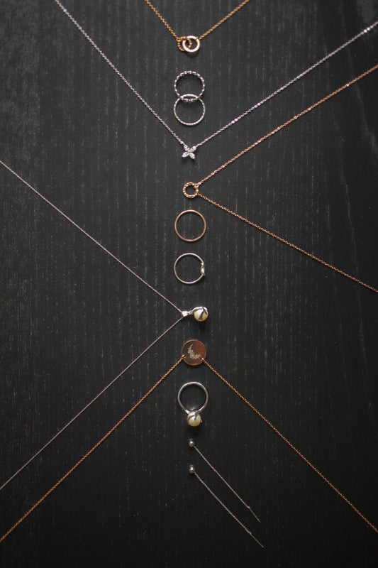 Minimal jewellery capsule collection arranged neatly on a neutral background