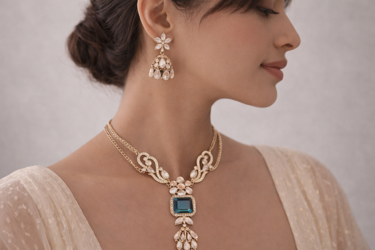 Heavy baraat bridal necklace set for wedding