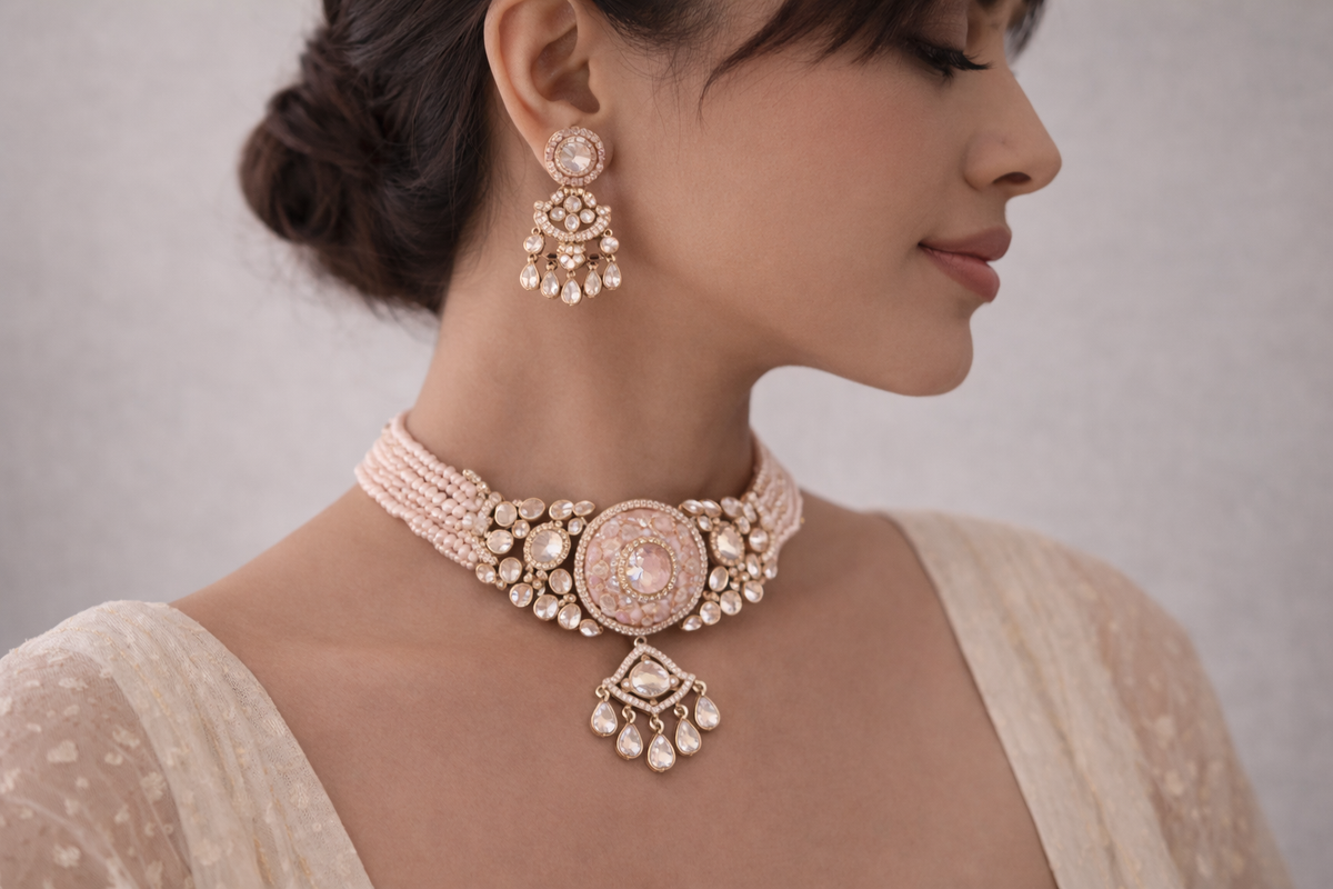 Elegant walima bridal necklace set for reception