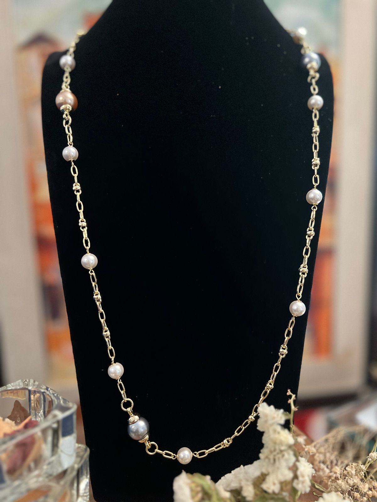 Chain with White Beads