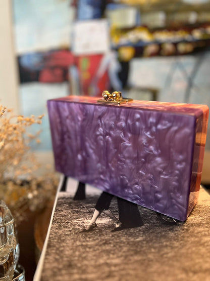 Dual Shade Acrylic Clutch Purple/Pink