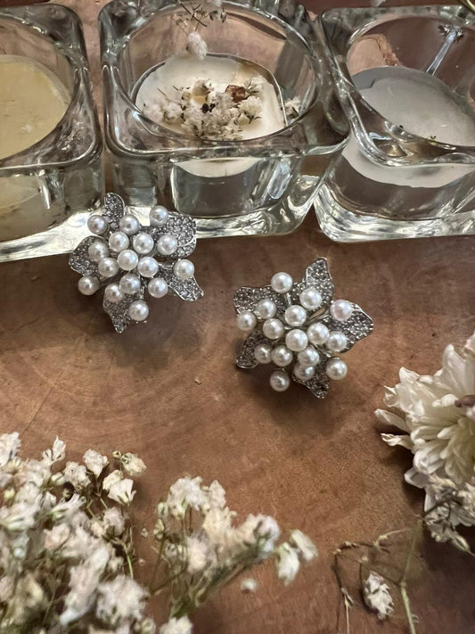 Silver Flower Studs
