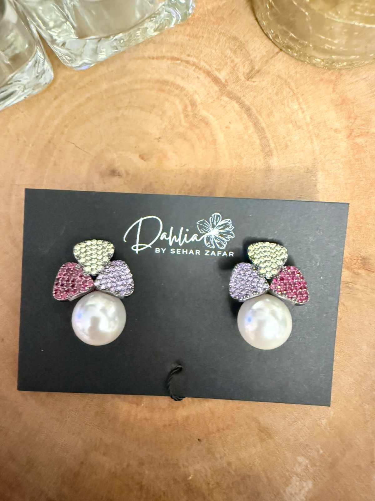 Ayla Crystal Pearl Drop Earrings