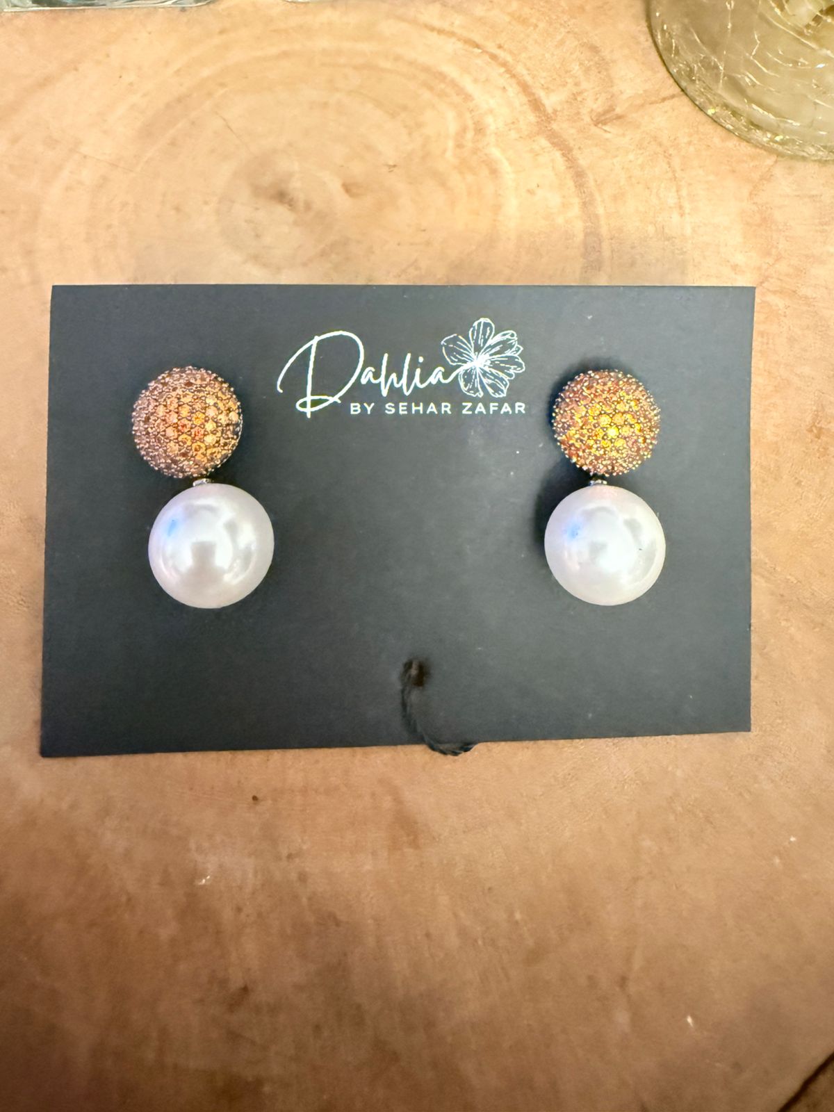 Luna Crystal Pearl Drop Stud Earrings