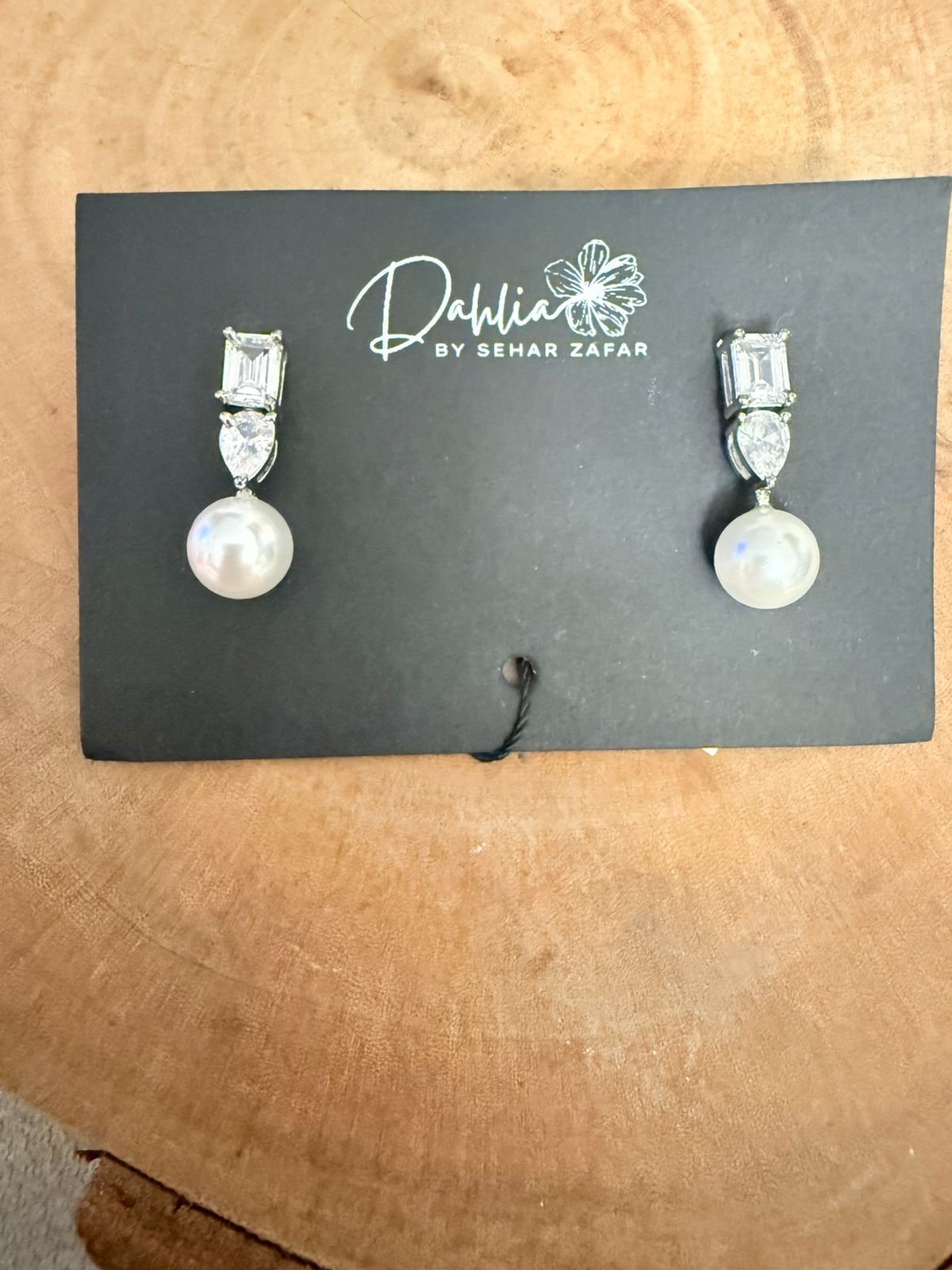 Aurora Emerald Cut Crystal Pearl Drop Earrings