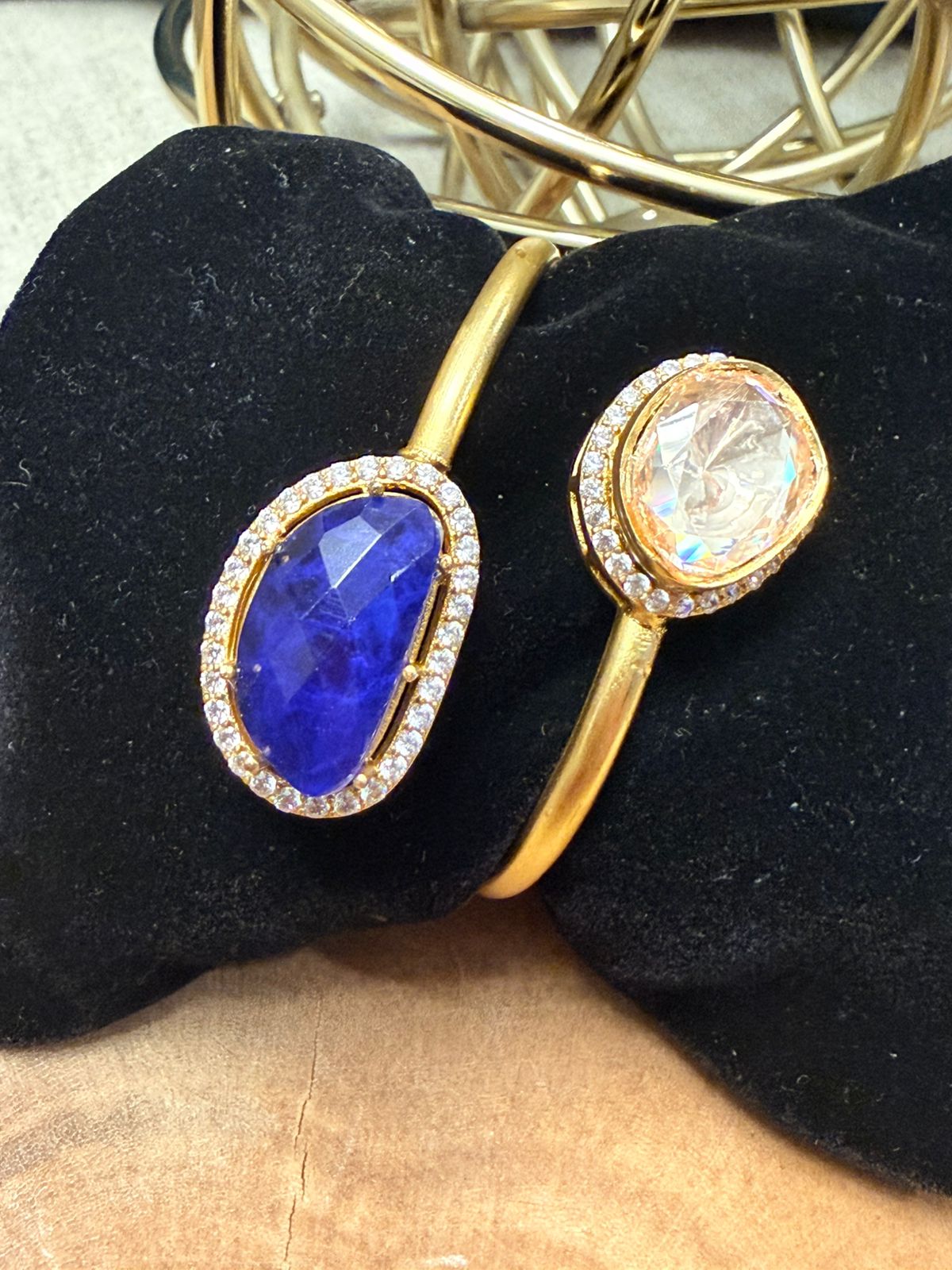 Dual Stone Open Cuff Bracelet