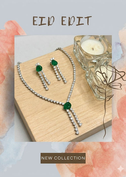 Emerald Drop Necklace Set