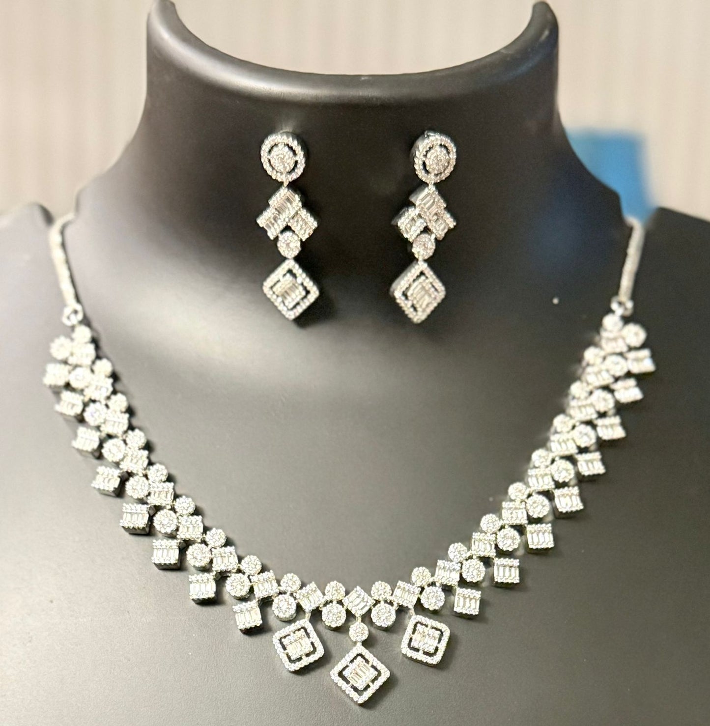 Geometric Crystal Necklace Set