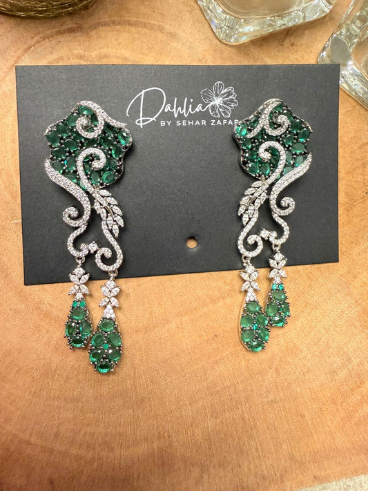 Emerald Green Statement Drop Earrings