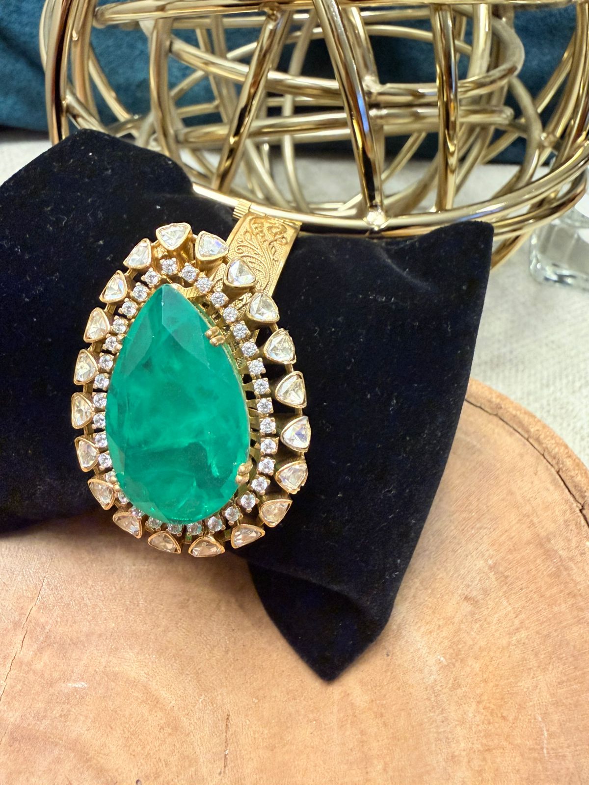 Emerald Kundan Statement Bracelet